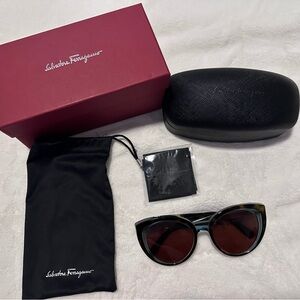 Salvatore Ferragamo Black and Brown Sunglasses